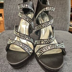 Elegant Black Heels with Glittering Straps